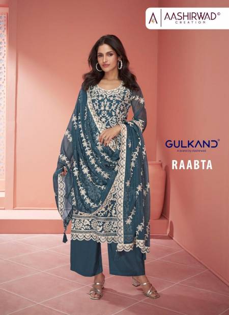 Raabta By Aashirwad Gulkand Organza Silk Wedding Wear Salwar Suits Wholesale Suppliers In India Catalog